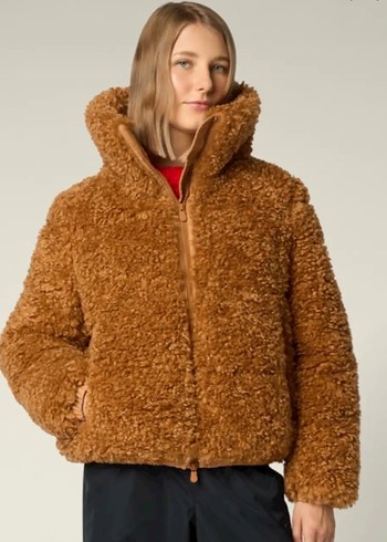 Kahverengi Peluş Kadın mont - Görsel 8