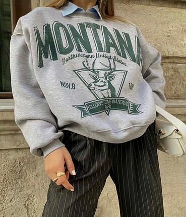 Montana gri sweatshirt sıfır etiketli