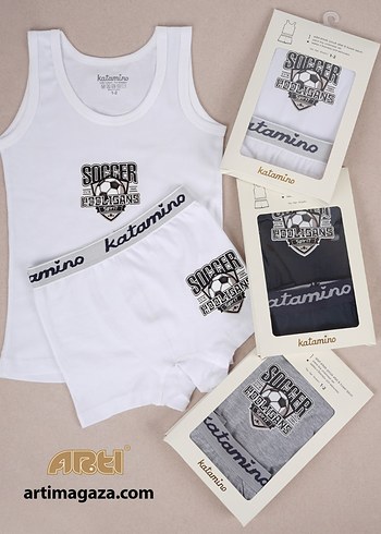 Erkek Çocuk Gri Atlet ve Boxer Takımı 3  takım - Görsel 4