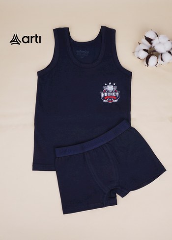 Erkek Çocuk Gri Atlet ve Boxer Takımı 3  takım - Görsel 2