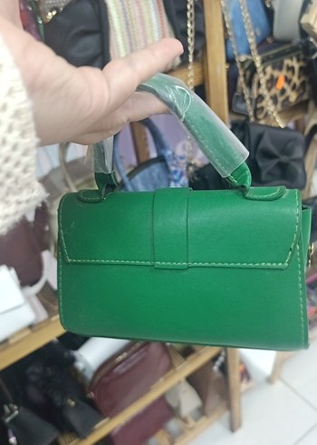 Yeşil Deri Kadın Omuz Çantası - Görsel 2