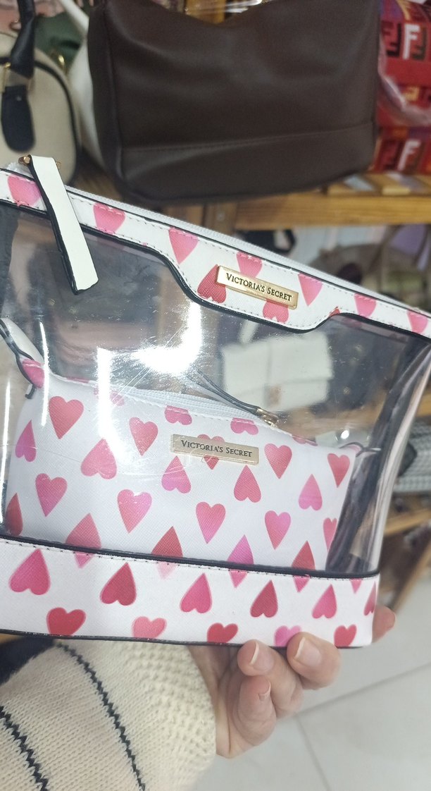 Renkli Kalp Desenli Kadın Makyaj Çantası - Görsel 3