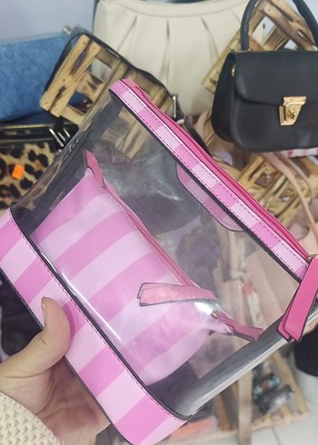 Victoria's Secret Pembe Şeffaf Kadın Makyaj Çantası - Görsel 2