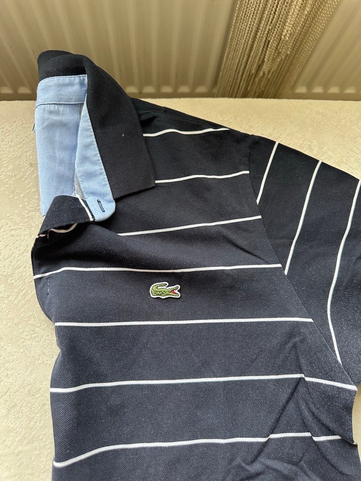Lacoste Lacivert Çizgili Polo Tişört — görsel 3/3