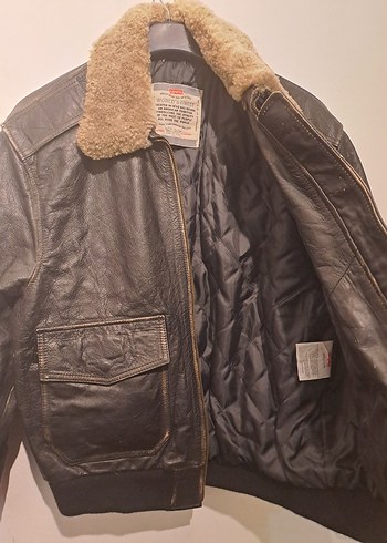 Levis Koyu Kahverengi Deri Pilot Ceket