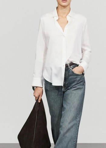 Massimo Dutti Minimal Beyaz Uzun Kollu Gomlek