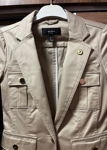 Mango Bej Mango Blazer Ceket