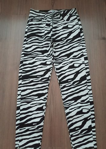Kadın Zebra Desenli kot Pantolon