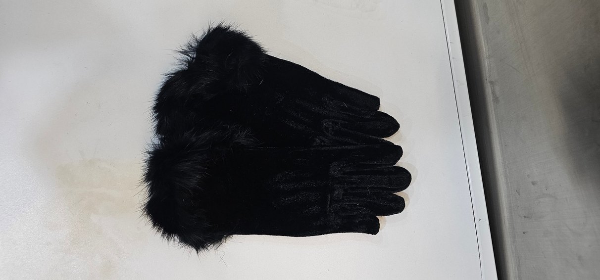 Siyah Süet Kürklü Kadın Eldiveni - Görsel 2