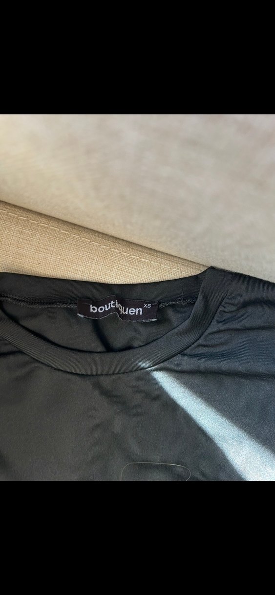 Drapeli Siyah Mini Kadın Elbise - Görsel 2