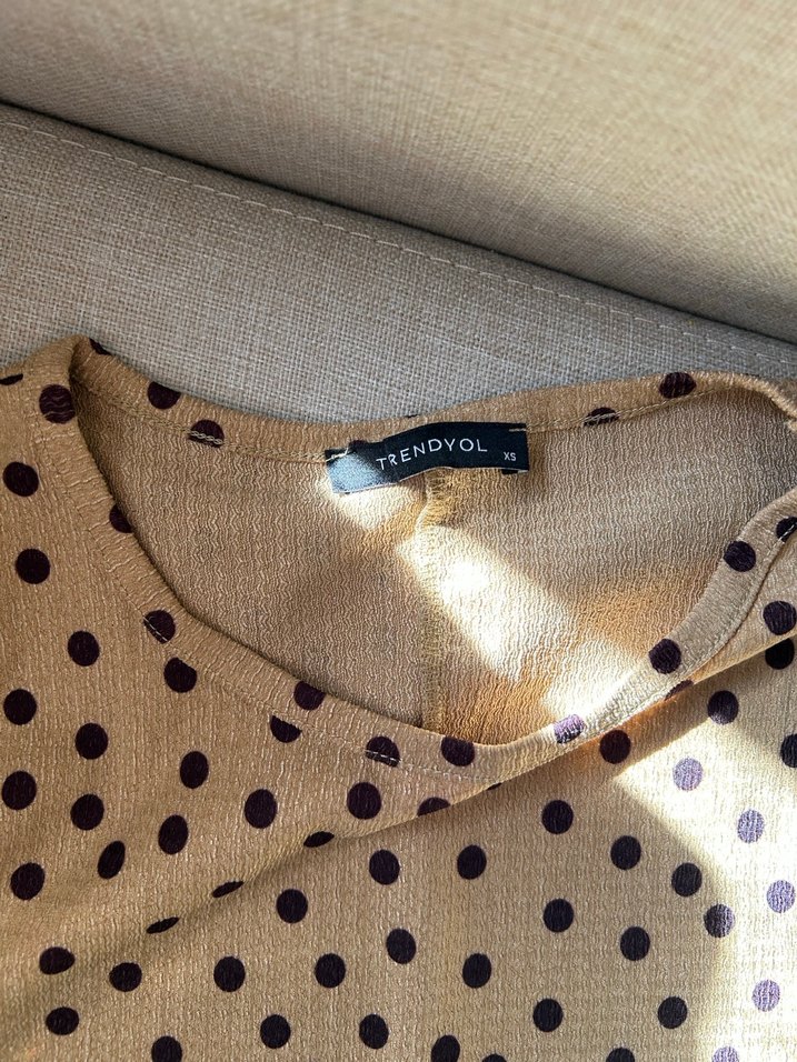Bej Puantiyeli Kolsuz Hamile Tunik - Görsel 2