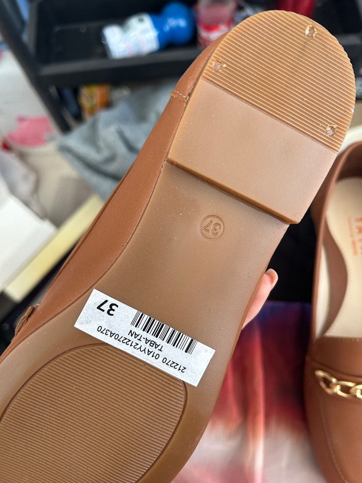 Zincir Detaylı Kahverengi Deri Kadın Babet - Görsel 2