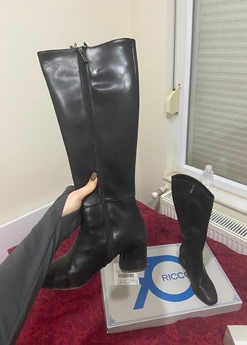 Kadın Kahverengi Deri Dizüstü Stiletto Çizme - Görsel 2