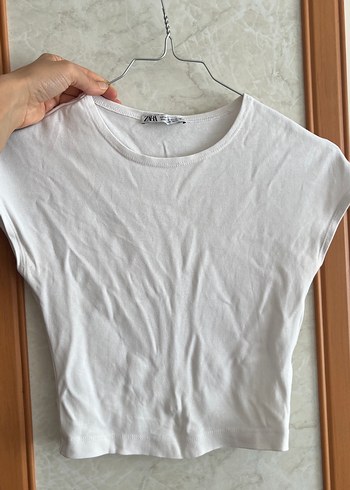 Zara Beyaz Kısa Kollu Basic Tişört - Görsel 2