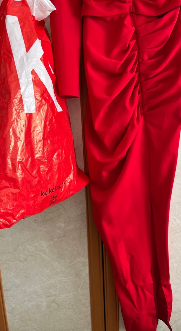 Kırmızı V Yaka Mini Abiye Elbise - Görsel 4