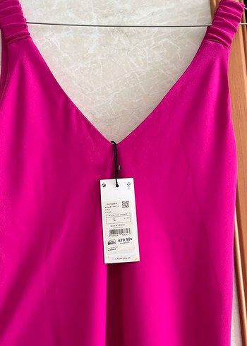 Pembe V Yaka Drapeli Uzun Kadın Elbise - Görsel 2