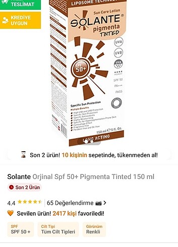 La Roche Posay Orjinal solante güneş kremi