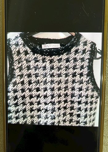 Zara Gri Desenli Kadın Triko Kazak - Görsel 4