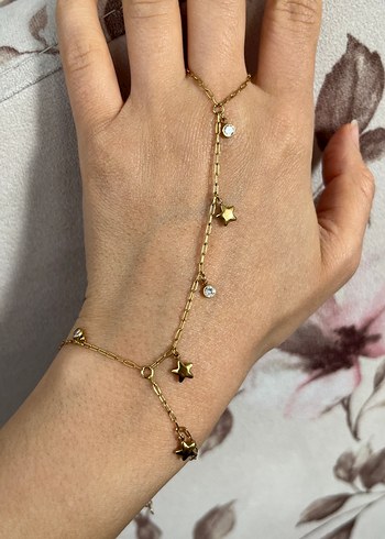 ŞAHMERAN Altın Renk Minimalist Kadın El Zinciri - Görsel 5