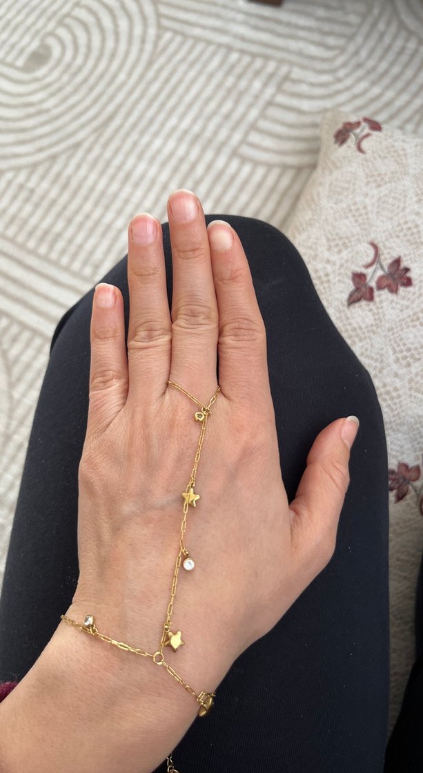 ŞAHMERAN Altın Renk Minimalist Kadın El Zinciri - Görsel 2