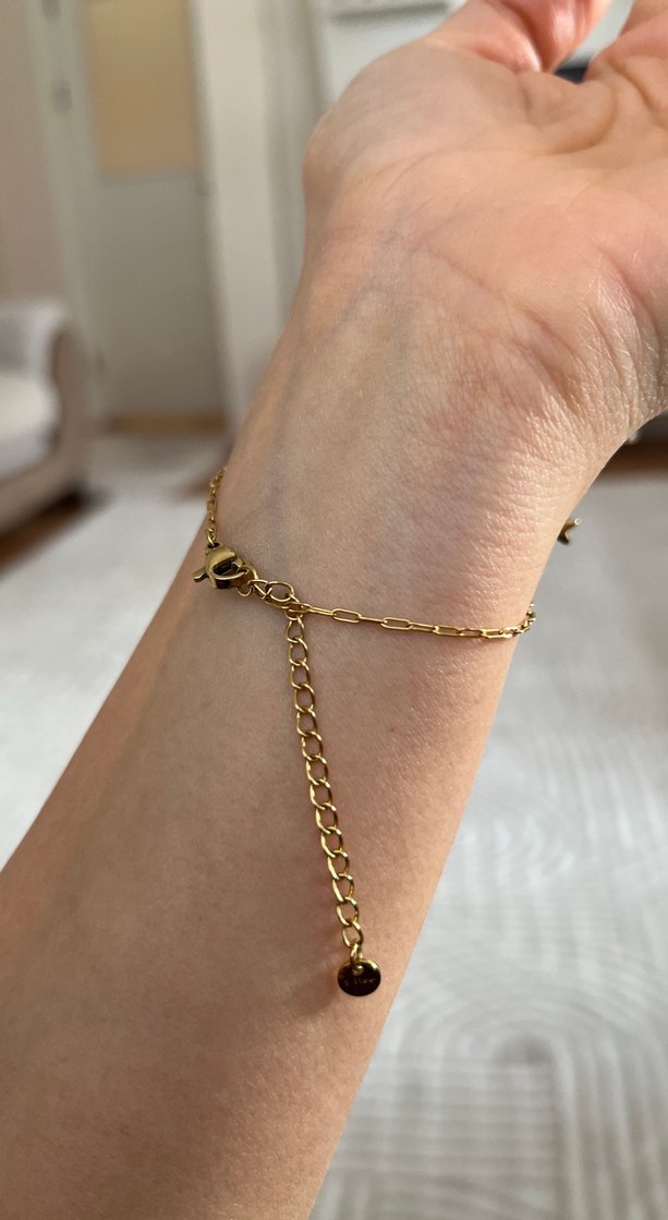 ŞAHMERAN Altın Renk Minimalist Kadın El Zinciri - Görsel 4