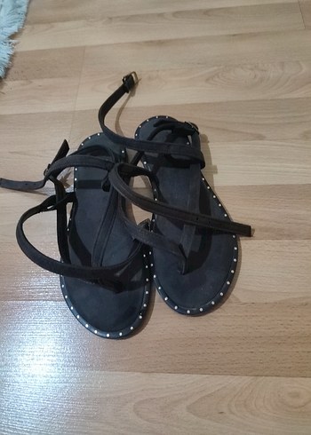 Kahverengi Süet Tokalı Stiletto Topuklu Kadın Sandalet - Görsel 4