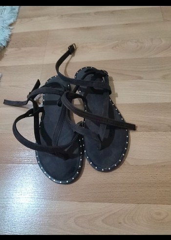 36 Beden Kahverengi Süet Tokalı Stiletto Topuklu Kadın Sandalet