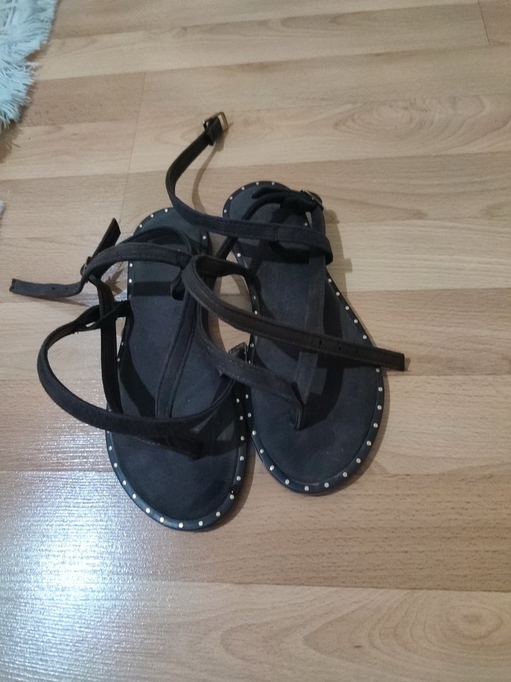 Kahverengi Süet Tokalı Stiletto Topuklu Kadın Sandalet - Görsel 4