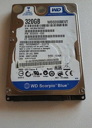 WD 320 GB LAPTOP HDD