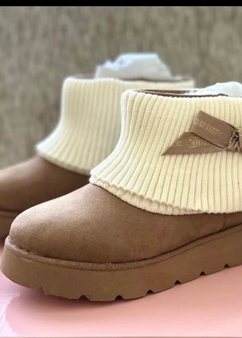 Ugg Krem Triko Detayli Kahverengi Suet Bot