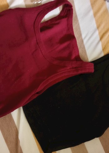 Addax Bordo Ve Siyah Kolsuz Atlet Seti