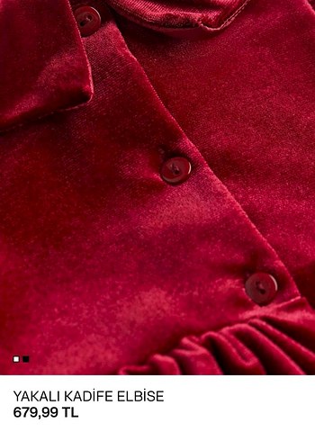 H&M Bordo Kadife Yakalı Kız Elbisesi