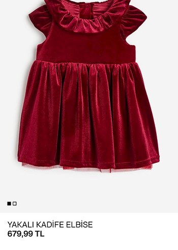 Bordo Kadife Yakalı Kız Elbisesi