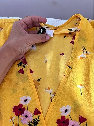 36 Beden sarı Renk H&M Yazlık Anvelop Elbise