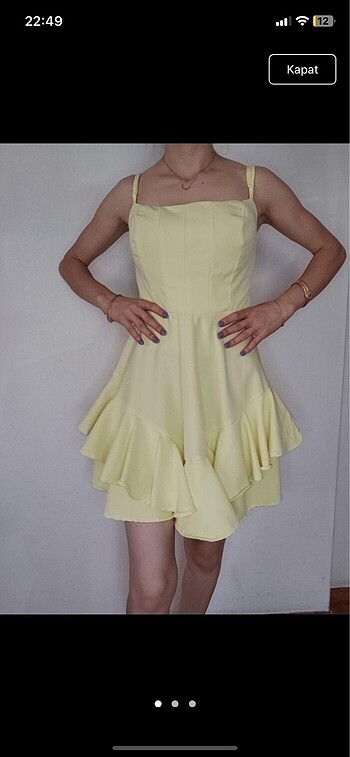Bershka Bir kere giyildi sarı elbise