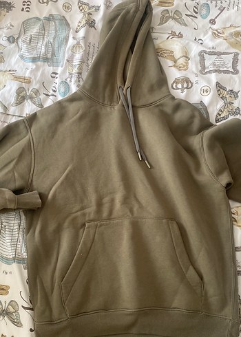 Pull and Bear Haki Kapusonlu Rahat Sweatshirt