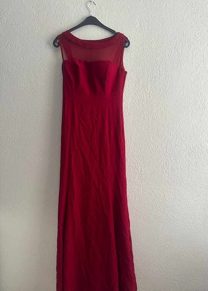 BORDO ABİYE ELBİSE - ZARA - Görsel 2