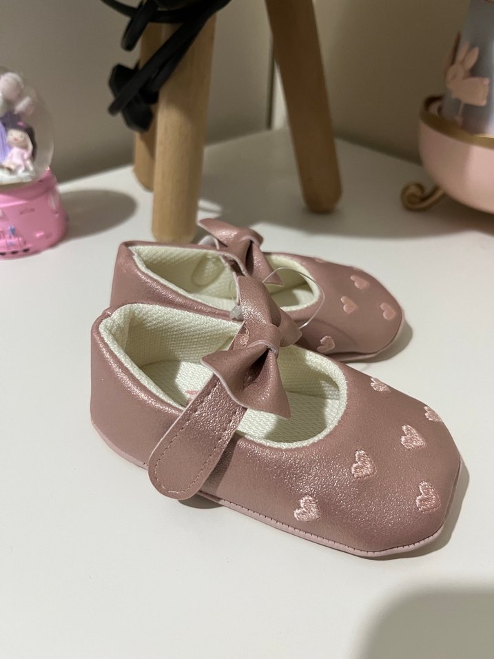 Kız Çocuk Pembe Fiyonklu Babet Ayakkabı - Görsel 2