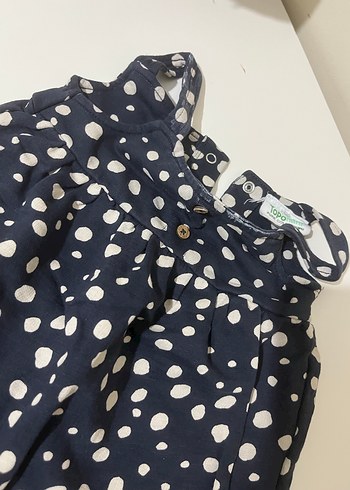 Lacivert Puantiyeli Fırfırlı Bebek Tulum - Görsel 2