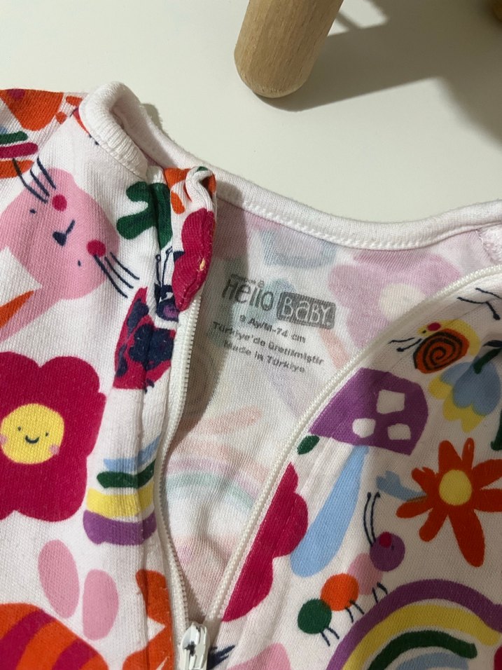 Çiçek Desenli Fermuarlı Bebek Kız Tulum - Görsel 2