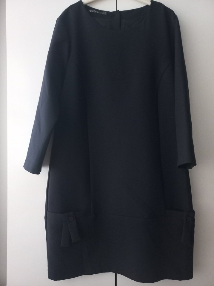 Siyah Midi Kadın kumaş  Elbise - Görsel 2