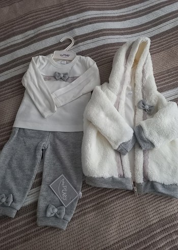 Gri Kürk Detaylı Bebek Takımı - Görsel 3