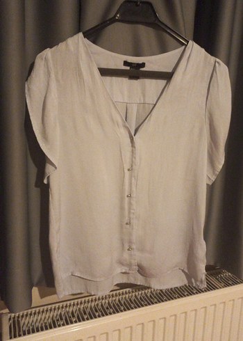 H&M Bebe Mavisi V Yaka Kisa Kollu Rahat Bluz