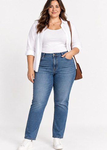 Diğer Old Navy Kadin Power Slim Straight Mid Rise Jean Pantolon