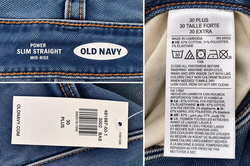 Old Navy kadın Power Slim Straight Mid-Rise jean pantolon — görsel 3/6