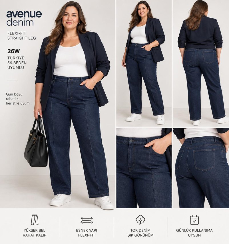 Avenue Denim 26W/56 Lacivert Likralı Jean — görsel 6/7