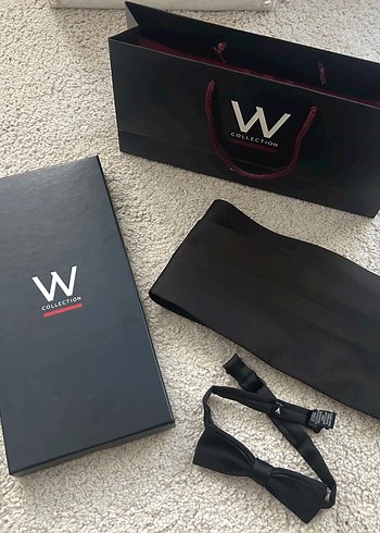 W Collection Siyah Saten Papyon Ve Kusak