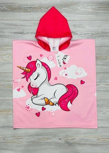 Kız Çocuk Unicorn Baskılı Kapüşonlu havlu