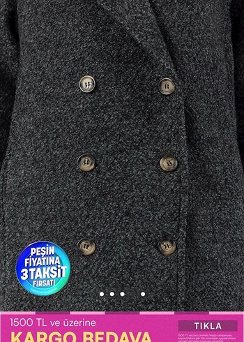 Uzun Antrasit Düğmeli Kaban - Görsel 2