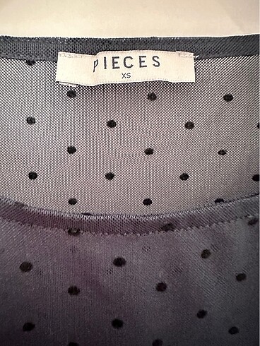 Pieces puantiyeli tül bluz